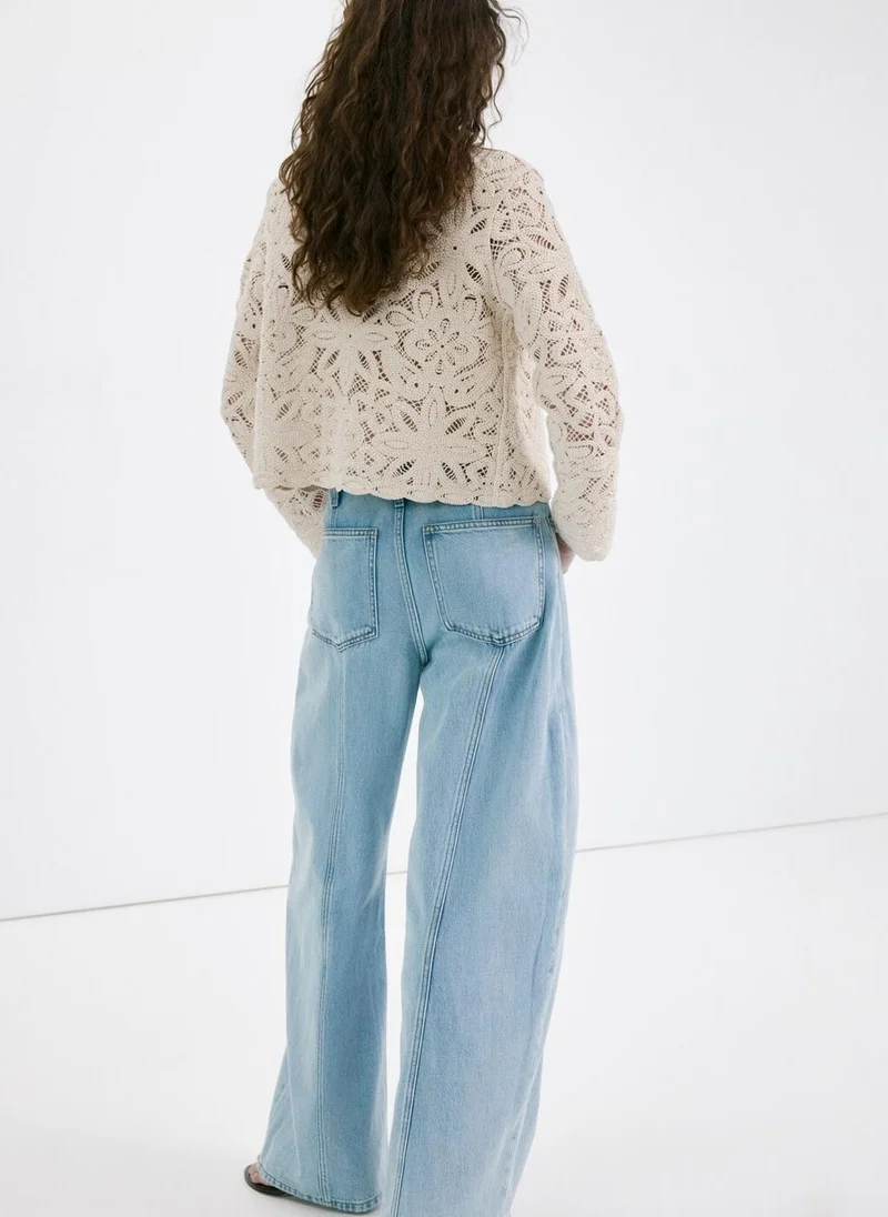 MANGO Knitted jacket with lace details