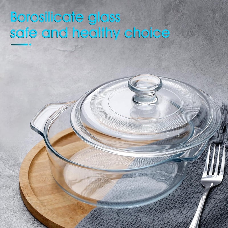 NUTRIUPS Mini Glass Casserole Dish with Lid Oven Safe Round Casserole Dish 6"" Glass Baking Dish With Lid Small Casserole Cookware (28.7oz), clear - Image 5