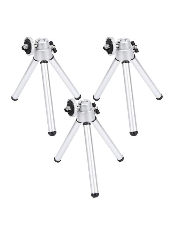 Thoraya 3PCS Aluminium Alloy Silver Stoving Varnish Mini Anti-Shake Telescope Tripod  - Image 3