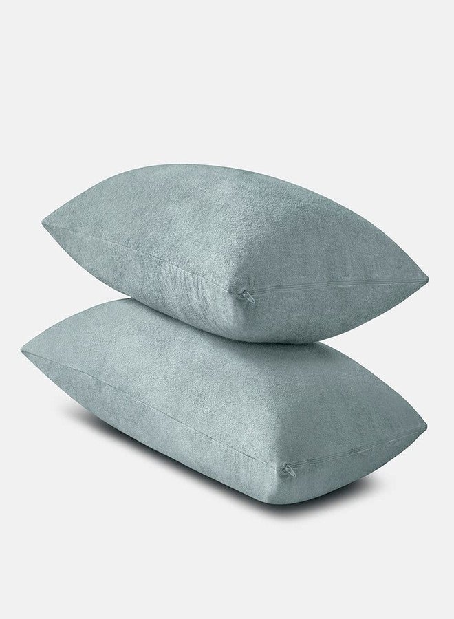 Sleepyhead Waterproof Bamboo Terry Pillow Protector, (28"x18", Set of 2, Grey) - Image 4