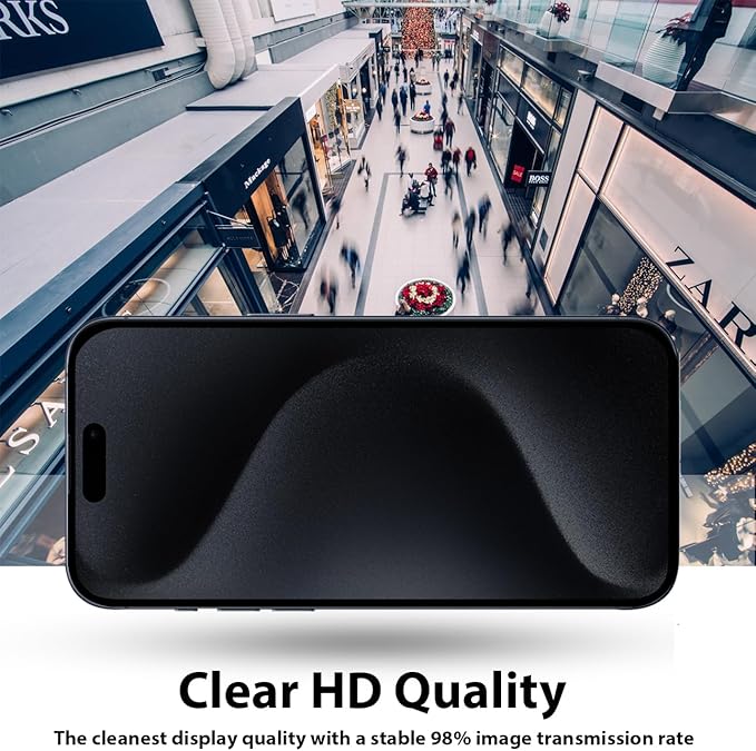 Privacy Screen Protector for iPhone 15 Pro, Anti-Spy 9H Tempered Glass, Case Friendly, Bubble-Free, HD Clear, Scratch Resistant Screen Guard - Image 4