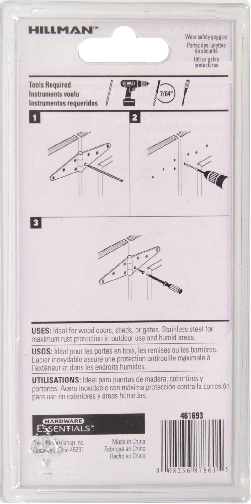 Hardware Essentials 851825 Heavy Duty Strap Hinges Stainless Steel 4"" - Image 3