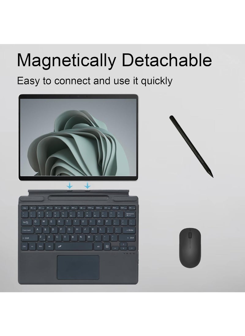 Rock Pow - Arabic Wireless Keyboard Type Cover Trackpad For Microsoft Surface Pro 9/Pro 8/Pro X/Pro 10/Pro 11 13 Inch, Portable Bluetooth 5.0 Wireless Keyboard Surface Pro 11/10/9/8/X with Pencil Holder - Image 1