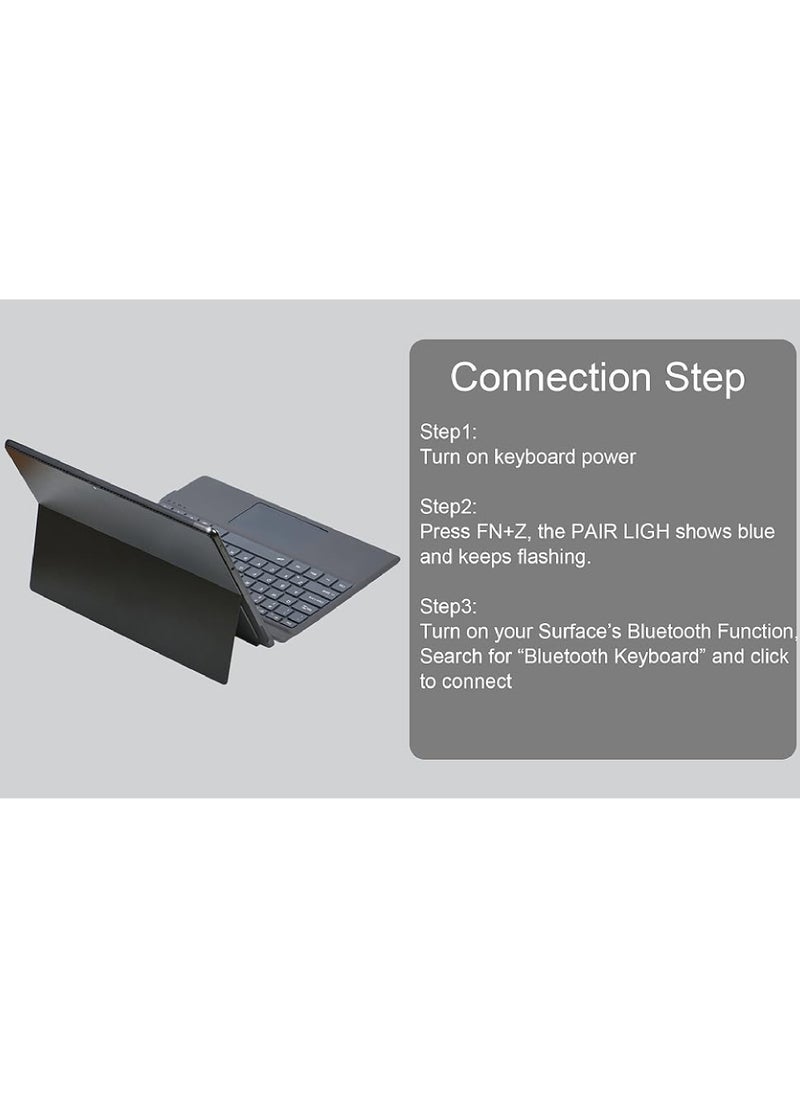 Rock Pow - Arabic Wireless Keyboard Type Cover Trackpad For Microsoft Surface Pro 9/Pro 8/Pro X/Pro 10/Pro 11 13 Inch, Portable Bluetooth 5.0 Wireless Keyboard Surface Pro 11/10/9/8/X with Pencil Holder - Image 1