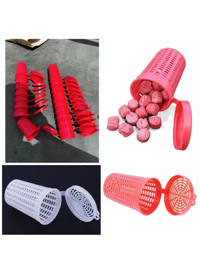 Generic 10 Pieces Fish Bait Cage Holder Trap Feeder Large Bucket Fish Bait Box Plastic Fish Bait Basket Fishing Tackle Kit Suitable for Fish, Shrimp, Earthworms, Crab  - Image 2