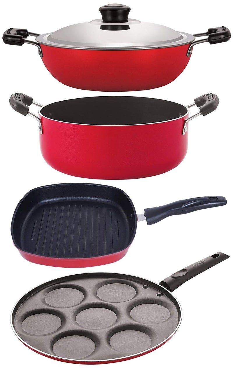 Nirlon Kitchen Accessories for Cooking Non Stick Aluminium cookware Set of 4Pices DKDB_UP7_GP245_CS24 - Image 1