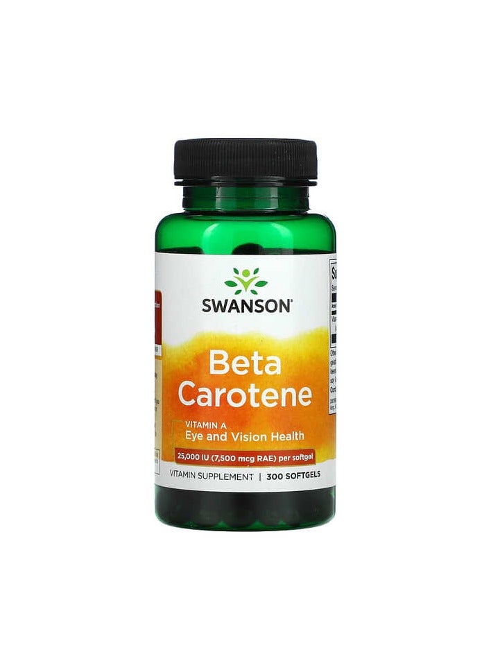 SWANSON Beta Carotene, 25,000 IU (7,500 mcg RAE), 300 Softgels