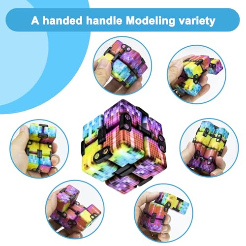 WUQID Infinitycube Fidget Toy Stress Relieving Fidgeting Game for Kids and AdultsCute PocketSized Unique Gadget for Anxiety Relief and Kill Time Mini Colorful Plaid - Image 5