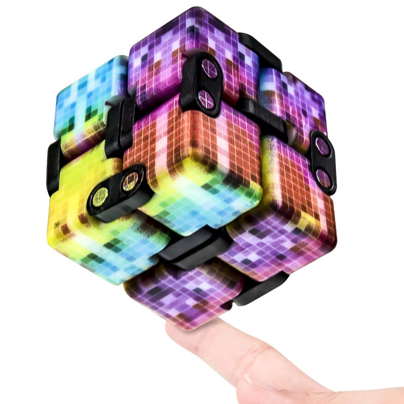 WUQID Infinitycube Fidget Toy Stress Relieving Fidgeting Game for Kids and AdultsCute PocketSized Unique Gadget for Anxiety Relief and Kill Time Mini Colorful Plaid - Image 3