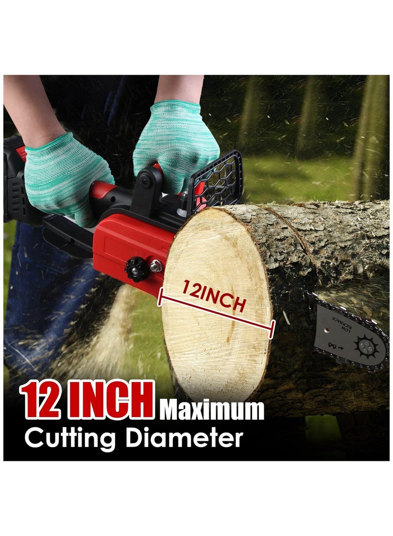 ZLH HITY Cordless Electric Chainsaw, 12 Inch Brushless Cordless Chainsaw with Auto-oiler System, Electric Handheld Chain Saw with 2Pcs 21V Battery and Charger for Wood Cutting, Tree Trimming - Image 4
