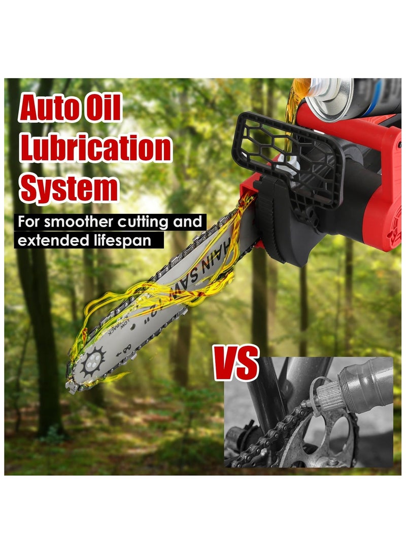 ZLH HITY Cordless Electric Chainsaw, 12 Inch Brushless Cordless Chainsaw with Auto-oiler System, Electric Handheld Chain Saw with 2Pcs 21V Battery and Charger for Wood Cutting, Tree Trimming - Image 5