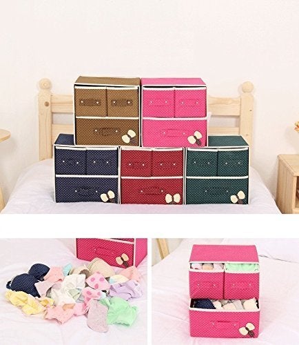 EBOFAB 3Drawer Storage Fabric Foldable OrganizerCosmetics Closet Organizer Makeup Cosmetics Storage BoxMulticolour - Image 5