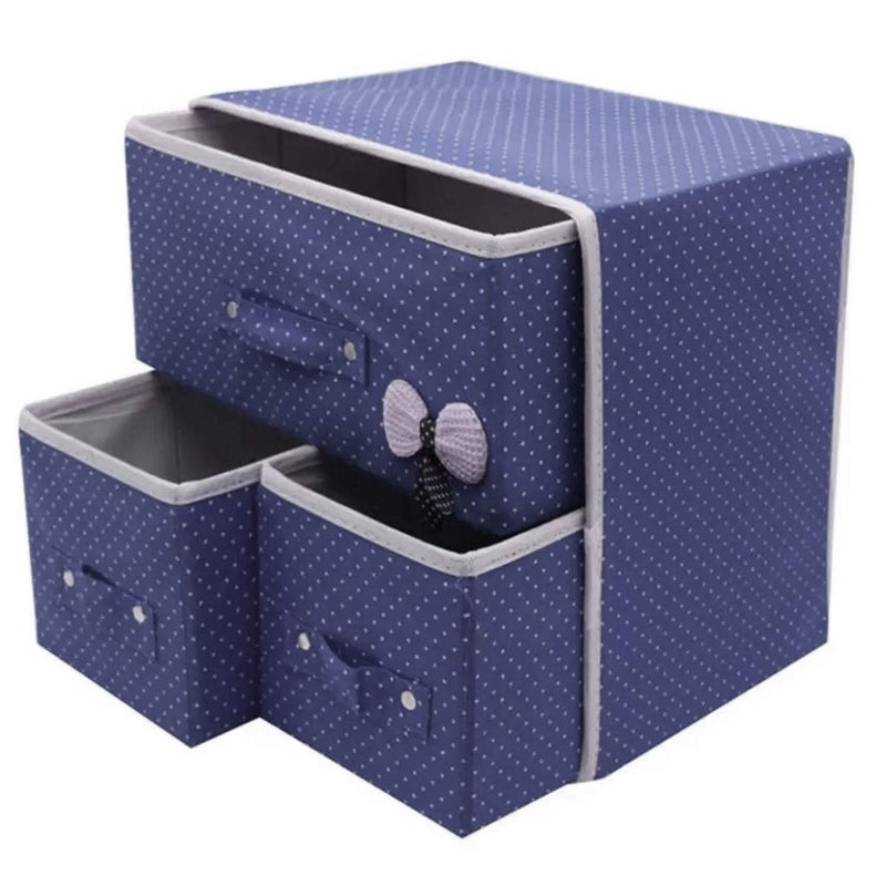 EBOFAB 3Drawer Storage Fabric Foldable OrganizerCosmetics Closet Organizer Makeup Cosmetics Storage BoxMulticolour - Image 1