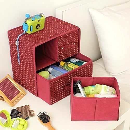 EBOFAB 3Drawer Storage Fabric Foldable OrganizerCosmetics Closet Organizer Makeup Cosmetics Storage BoxMulticolour - Image 2
