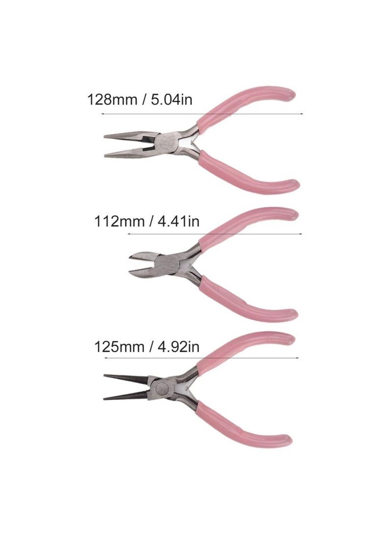 Jewelry Pliers Set, 3Pcs Pink Craft Pliers Set with Round Nose Pliers, Wire Jewelry Pliers, Needle Nose Pliers and Bent Nose Pliers, Beading Tools for Jewelry - Image 5