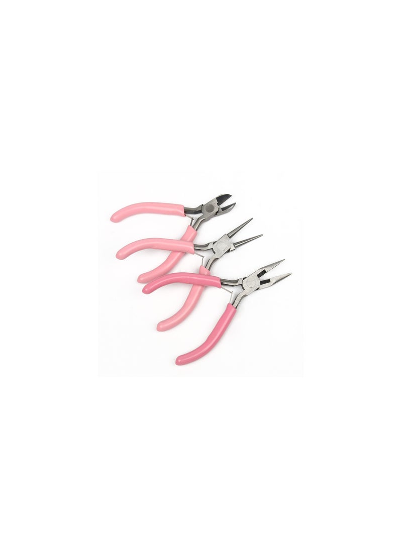 Jewelry Pliers Set, 3Pcs Pink Craft Pliers Set with Round Nose Pliers, Wire Jewelry Pliers, Needle Nose Pliers and Bent Nose Pliers, Beading Tools for Jewelry - Image 3