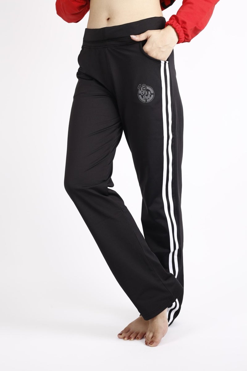Azıcık Akıllı A Little Smart Women's Black White Striped Basic Flexible Comfortable Fit Pocket Thin Sweatpants 21KESAAKT1  - Image 1