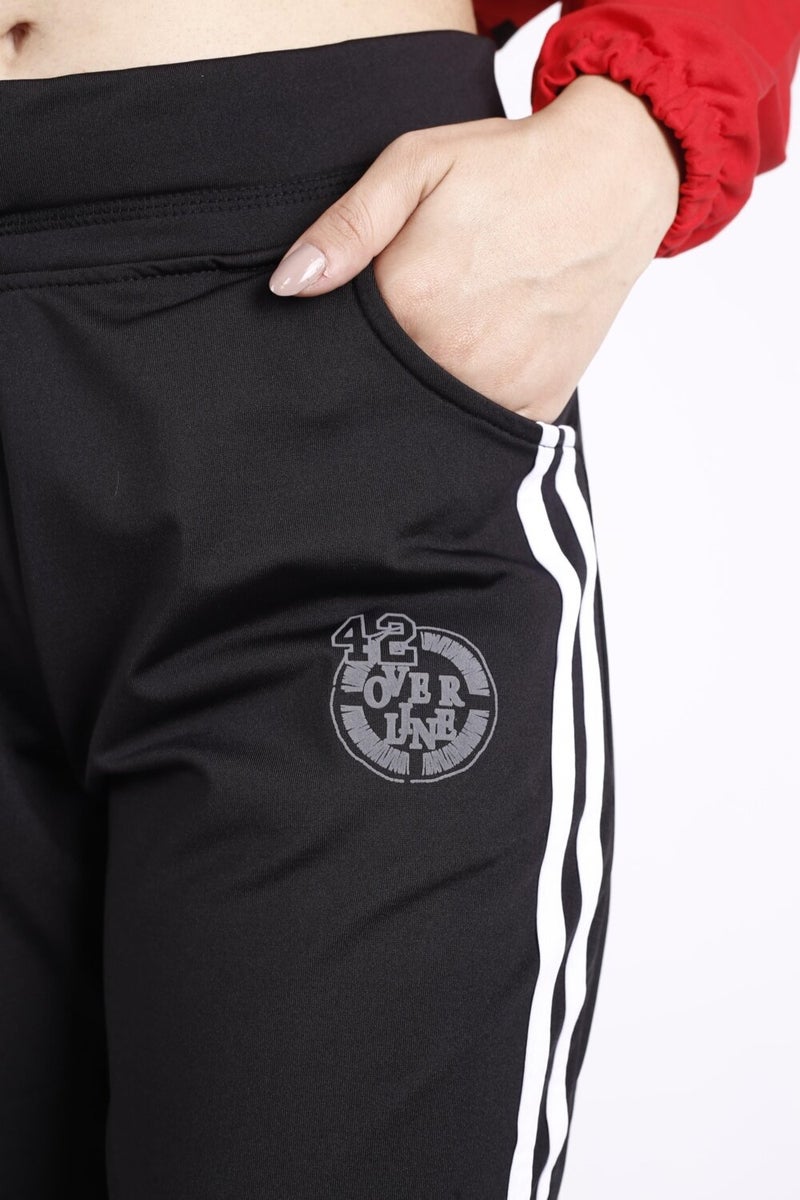 Azıcık Akıllı A Little Smart Women's Black White Striped Basic Flexible Comfortable Fit Pocket Thin Sweatpants 21KESAAKT1  - Image 5