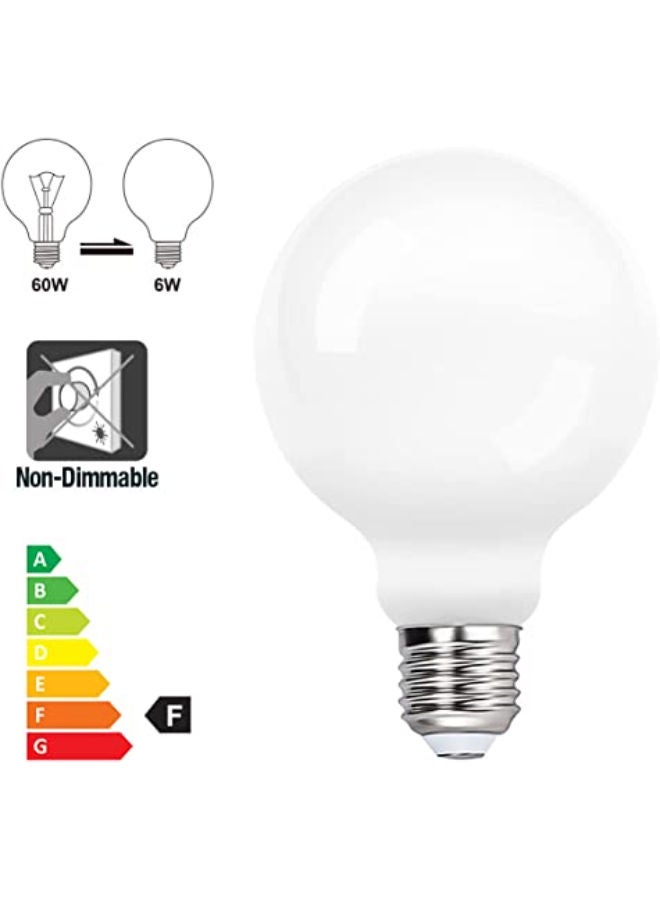 QUESERA LED Large Globe Light Bulbs Edison E27 Energy Saving Lamps 6W Cool White Omnidirectional Lighting 5000K with Glass Lamp - Image 4
