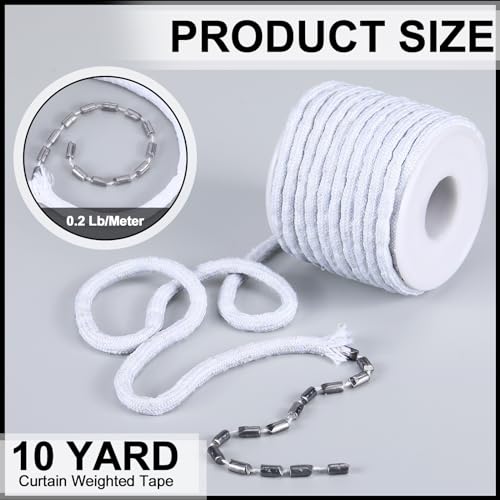 Wowangce Curtain Weighted Tape Leaded Drapery Tape Weighted Lead Rope Increase Drapery for Outdoor Indoor Curtain Accessories(10 Yard,0.2 Lb/Meter) - Image 2