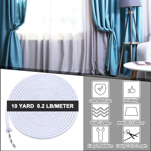 Wowangce Curtain Weighted Tape Leaded Drapery Tape Weighted Lead Rope Increase Drapery for Outdoor Indoor Curtain Accessories(10 Yard,0.2 Lb/Meter) - Image 3