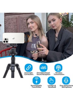 Generic Professional Wireless Lavalier Lapel Microphone for iPhone iPad -Cordless Omnidirectional Condenser Recording Mic for  Wireless Microphone for Video Recording Live Stream Noise Reduction  Plug-Play  - Image 2
