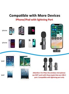 Generic Professional Wireless Lavalier Lapel Microphone for iPhone iPad -Cordless Omnidirectional Condenser Recording Mic for  Wireless Microphone for Video Recording Live Stream Noise Reduction  Plug-Play  - Image 4