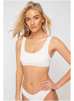 trendyol White Bralet Textured Bikini Top  - Image 3