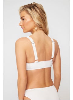 trendyol White Bralet Textured Bikini Top  - Image 4