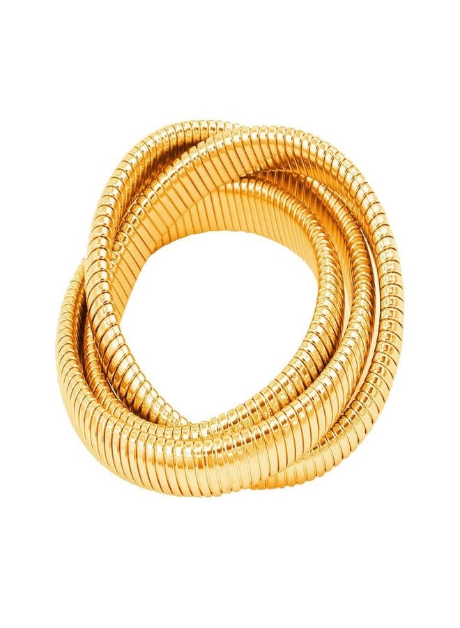 ZIVOM® Triple Layer Wrap Around Snake 18k Gold Stainless Steel Stretchable Bracelet for Women - Image 1
