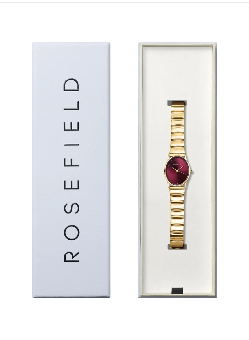 RoseField Rosefield Oval Burgundy Half-moon Steel Gold Women Watch - OVGSG-OV15