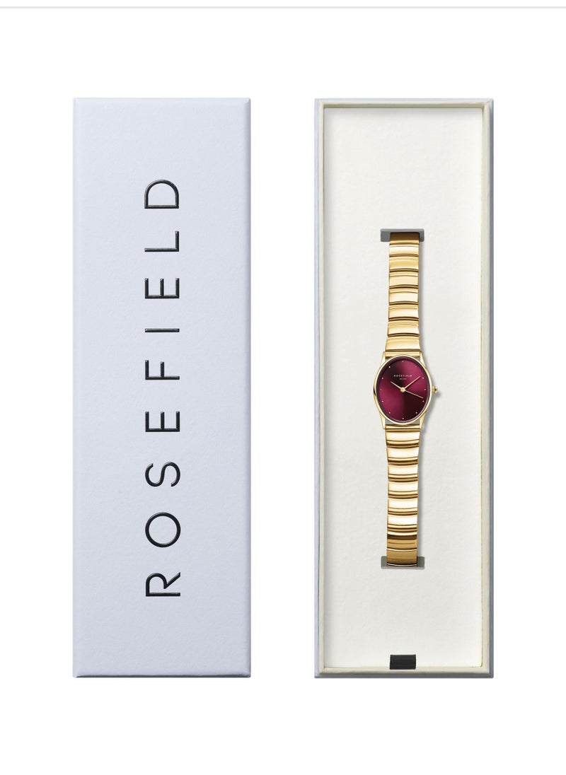 RoseField - Rosefield Oval Burgundy Half-moon Steel Gold Women Watch - OVGSG-OV15 - Image 1