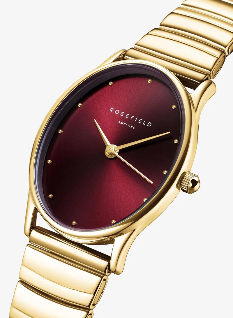 Rosefield Rosefield Oval Burgundy Half-moon Steel Gold Women Watch - OVGSG-OV15