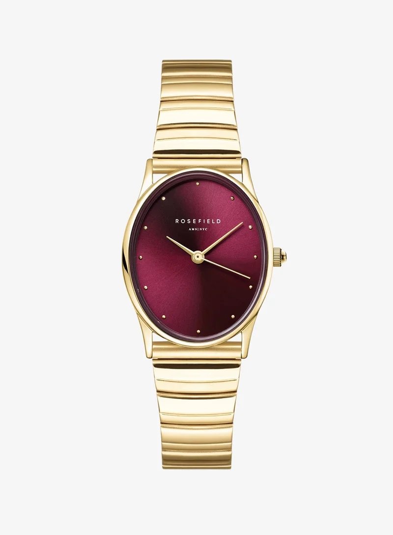 Rosefield Rosefield Oval Burgundy Half-moon Steel Gold Women Watch - OVGSG-OV15