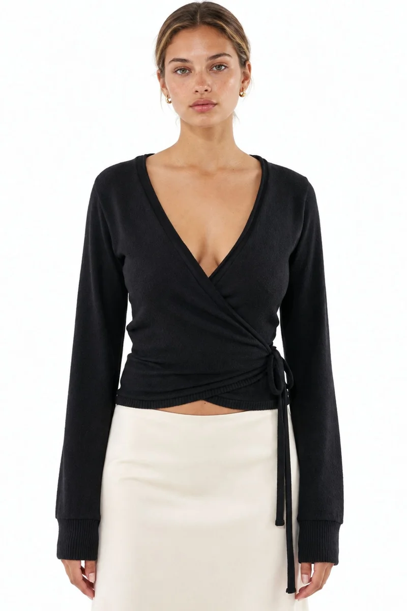 بوسيم BUSEM Belted Ribbed Knit Cardigan