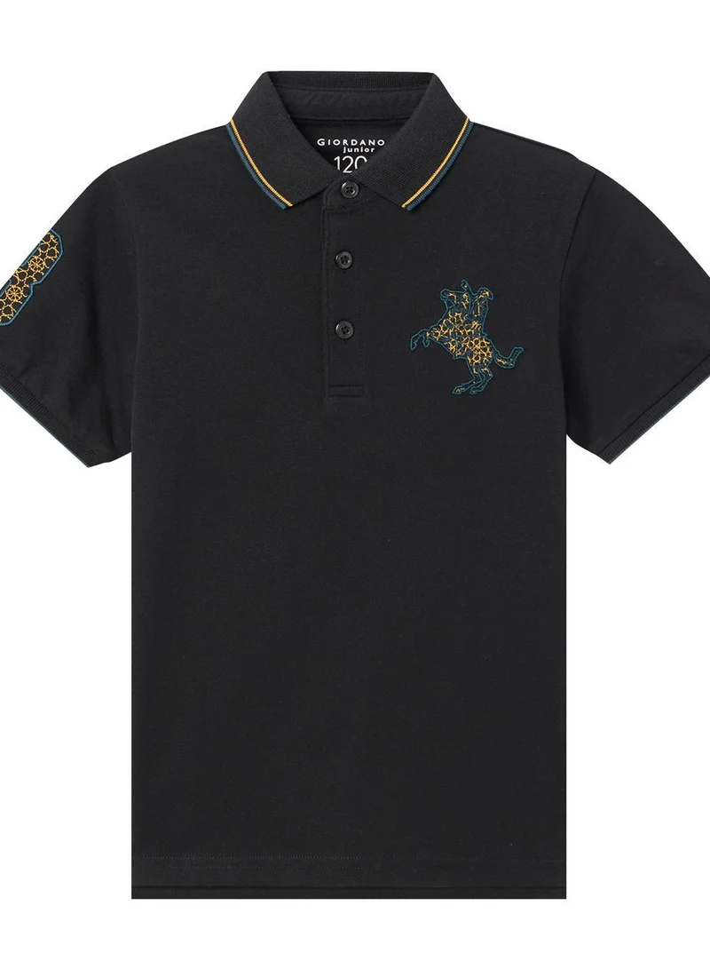 GIORDANO Kids' Napoleon Polo: Classic Piqué, Bold Embroidery, All-Day Comfort