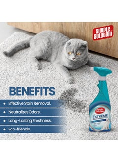 Simple Solution Simple Solution Cat Extreme Stain & Odour Remover, 3X Cleaning Power, Eliminates Tough Set In Stains & Odors, Helps Prevent Repeat Marking, Pro Bacteria & Enzymes Formula, Best For Vomit, Urine, 500Ml  - Image 3