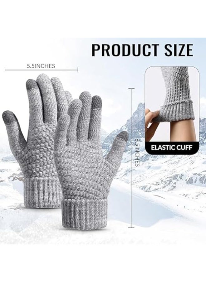 4 Pairs Winter Gloves - Winter Gloves Women Gloves for Women Cold Weather, Winter Gloves with Elastic Cuff Knit - Image 2
