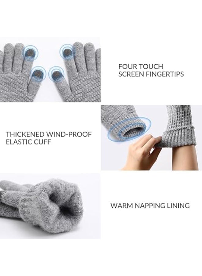 4 Pairs Winter Gloves - Winter Gloves Women Gloves for Women Cold Weather, Winter Gloves with Elastic Cuff Knit - Image 3