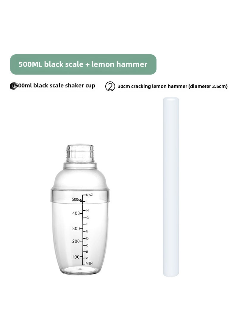 Generic - Hengzhi Graduated PC Resin Shaker Stainless Bar Cocktail Mixer New four-section Sheck Cup 500ml + pp lemon hammer 30cm - Image 1