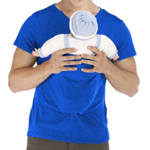 amropi Mens Baby Carrier Soothe V Neck Short Sleeve Kangaroo T Shirt BlueM - Image 1