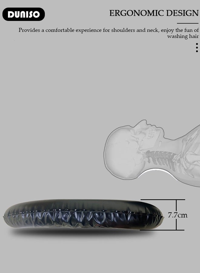 DUNISO Inflatable Shampoo Basin, Large Size Hairwashing Tray, Hair Washing Basin Head Portable Shampoo Basin Patient Hair Washing Aid with Pillow for Injured Elderly Disabled Handicapped Clean Hair - Image 3