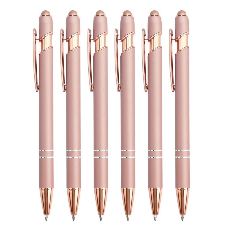 Bribobo 6 Pack Ballpoint Pen 2-in-1 Stylus Retractable Ballpoint Pen with Stylus tip, Metal Stylus Pen for Touch Screens, 1.0 mm Black Ink - Image 1