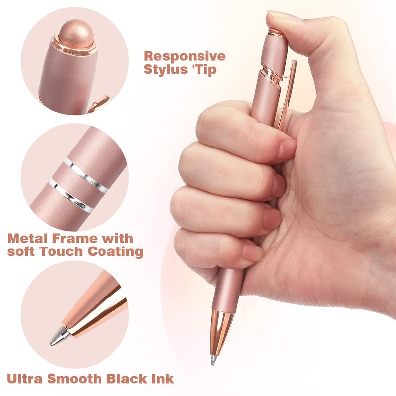 Bribobo 6 Pack Ballpoint Pen 2-in-1 Stylus Retractable Ballpoint Pen with Stylus tip, Metal Stylus Pen for Touch Screens, 1.0 mm Black Ink - Image 2