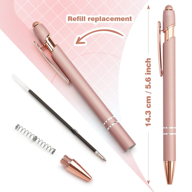 Bribobo 6 Pack Ballpoint Pen 2-in-1 Stylus Retractable Ballpoint Pen with Stylus tip, Metal Stylus Pen for Touch Screens, 1.0 mm Black Ink - Image 3