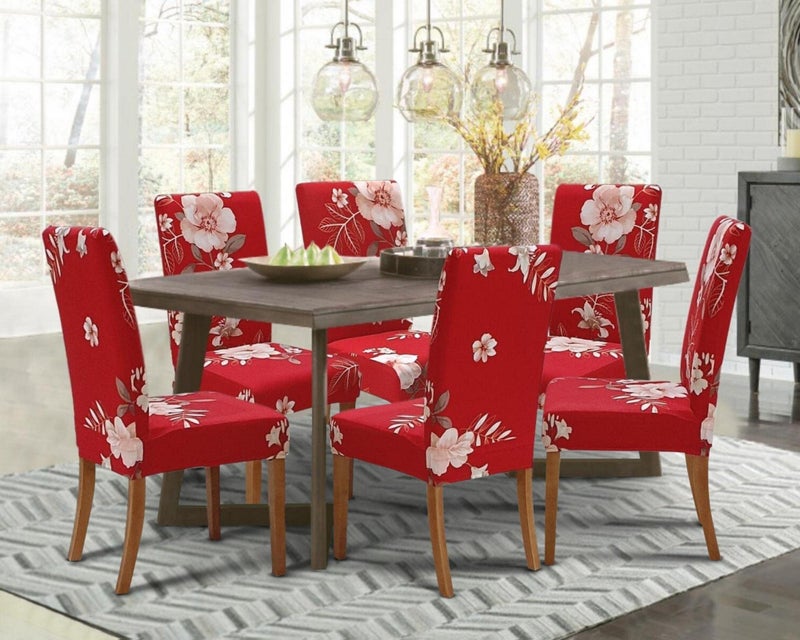 SPRINGRICO Chair Covers for Dining Room 6 Pack, Stretch Dining Chair Cover, Washable Spandex Kitchen Parsons Chair Slipcovers, Removable Seat Protector for Home or Party (Set of 6, in Bloom2) - Image 2