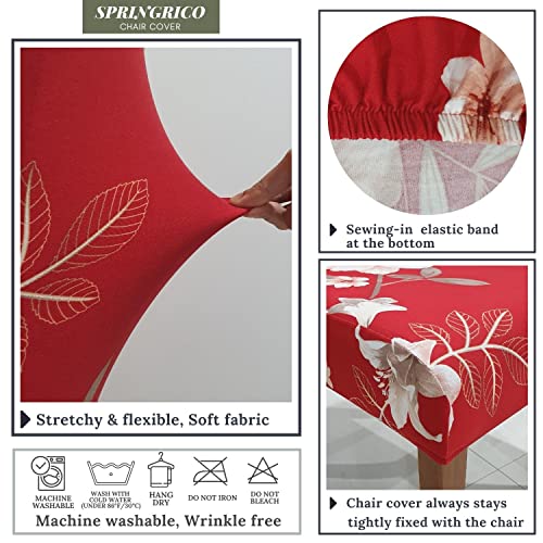 SPRINGRICO Chair Covers for Dining Room 6 Pack, Stretch Dining Chair Cover, Washable Spandex Kitchen Parsons Chair Slipcovers, Removable Seat Protector for Home or Party (Set of 6, in Bloom2) - Image 5