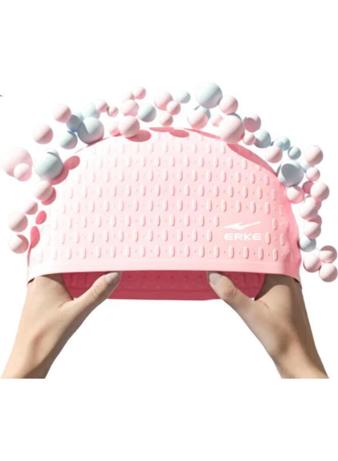 ERKE Silicone Swim Cap, Granular Silicone, Unisex For Adults, Concave Non-Slip Comfortable Long Hair Non-Binding Bubble Swimming Cap - Image 1
