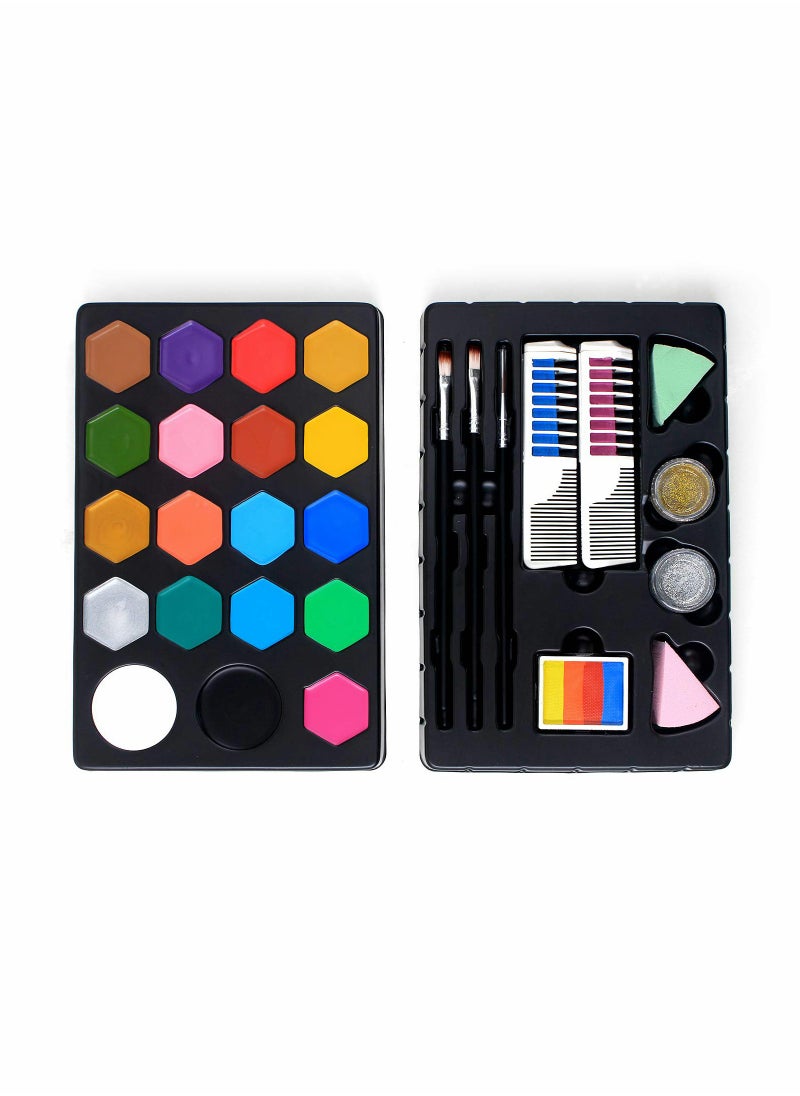 19 Color Washable Face Paint Set with 32 Stencils for Festivals and Parties Safe for Kids and Adults - pzsku/Z510E335238E0B359A6C2Z/45/_/1726227244/447e1b88-ef52-4842-844d-39284a11390c