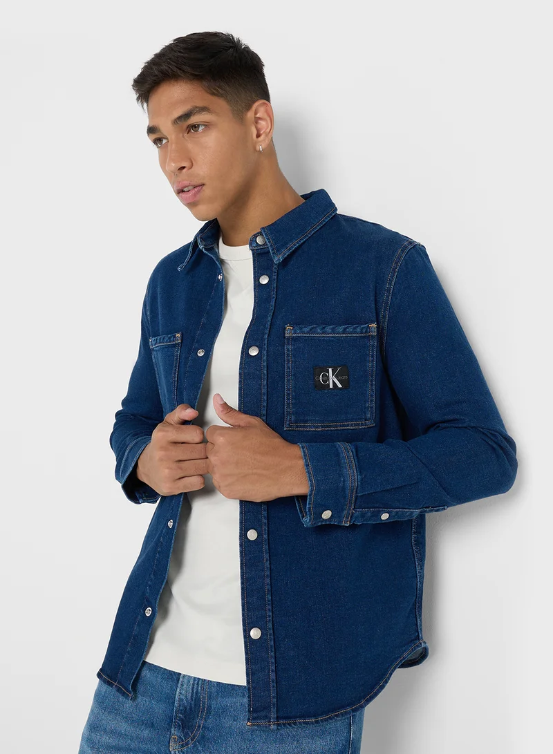 كالفن كلاين جينز Mid Wash Slim Fit Denim Shirt